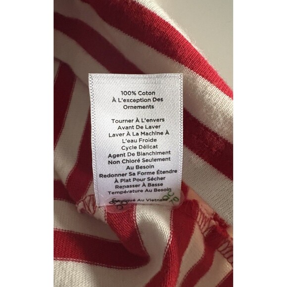 Talbots Red & White Striped Top Tie Front Size Large Nautical Cotton 3/4 Sleeves - Picture 9 of 9